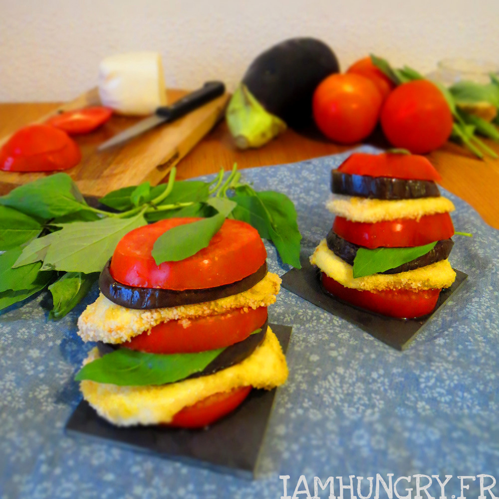 Mille-feuille d'aubergines tomates et mozzarella Mille-feuille d'aubergines tomates et mozzarella