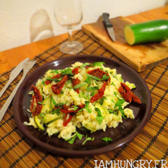 Risoto courgettes tomates sechees
