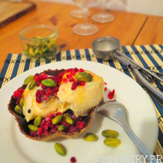 Sundae vanille framboise pistache