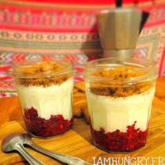 Verrines framboises fromage blanc speculoos