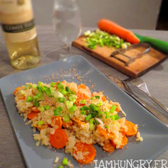 Risotto carottes oignons verts