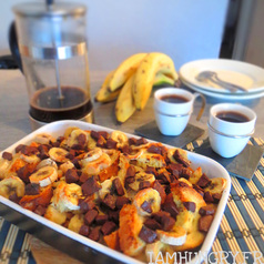 Gratin de pain perdu bananes chocolat