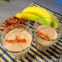 Smoothie banane avoine amandes
