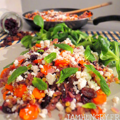 Poelee de riz lentilles carottes feta menthe