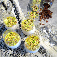 Dessert fleur d orange pistache
