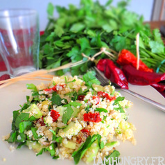 Taboule quinoa concombre tomates sechees