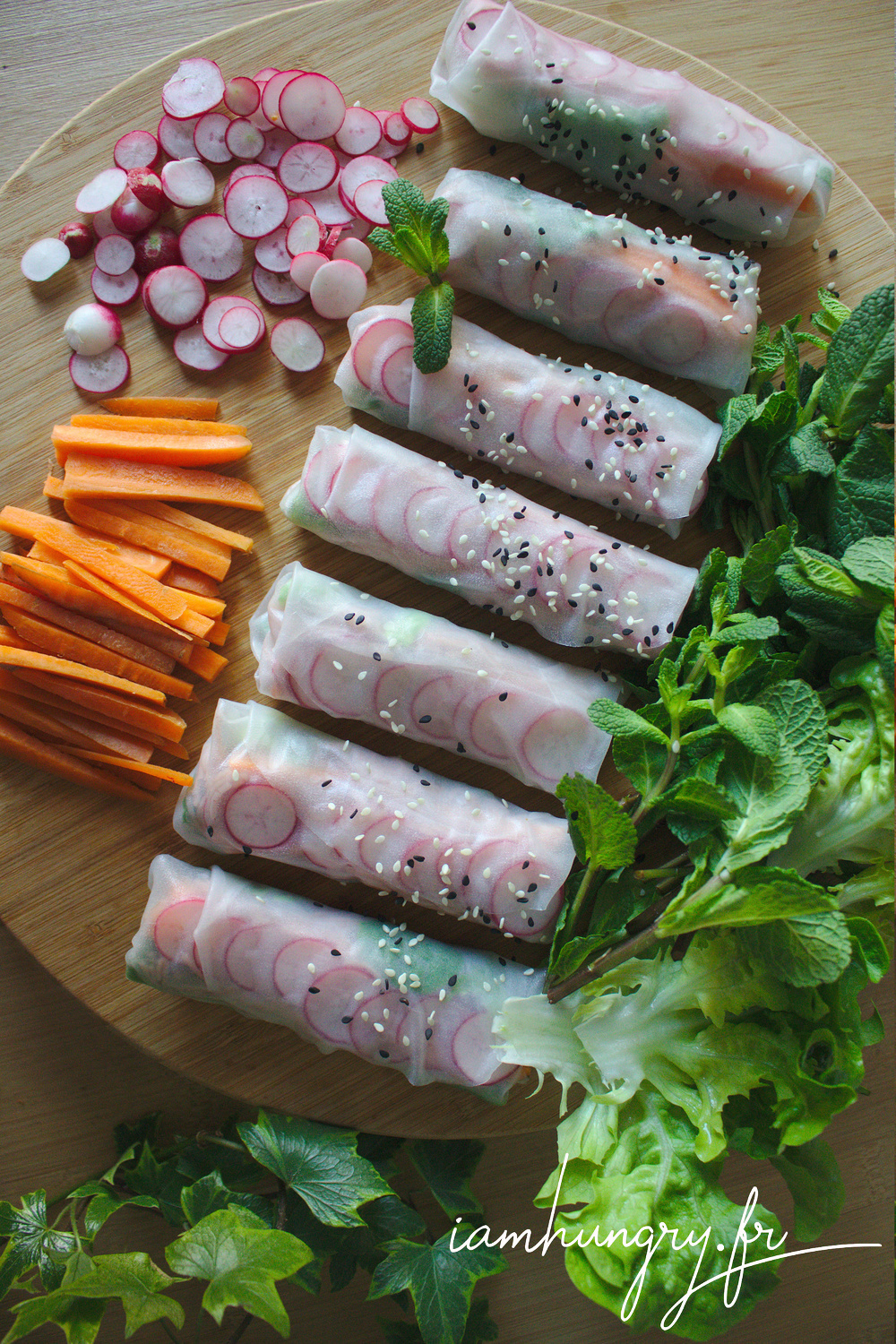 Rouleaux de printemps radis carottes rect