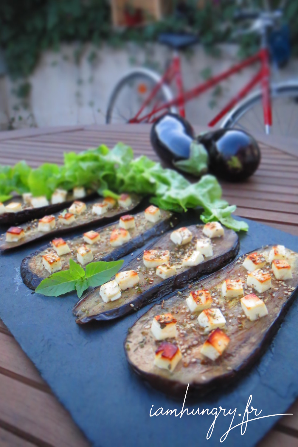 Aubergines grille%cc%81es feta