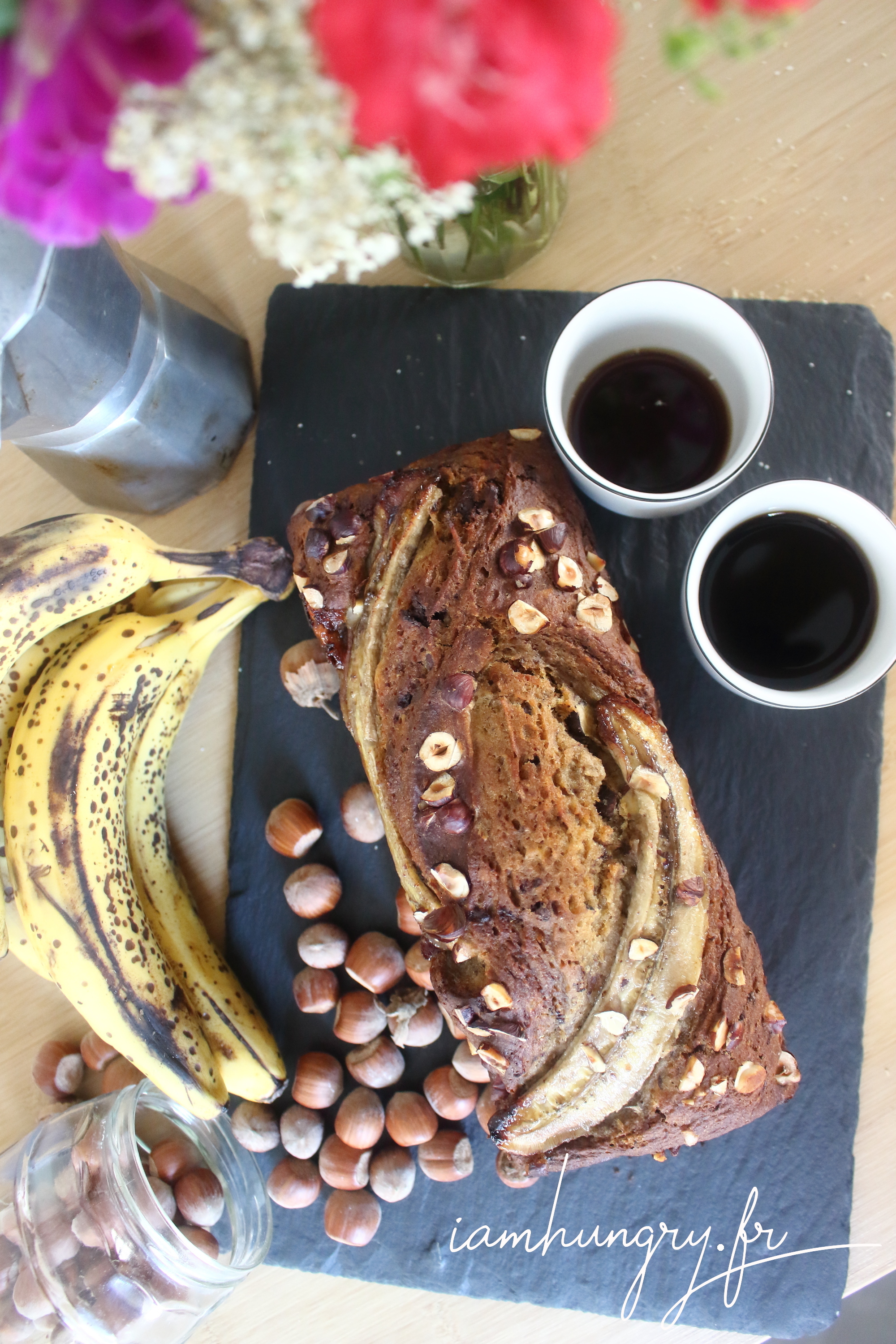 Banana bread chocolat et noisettes Banana bread chocolat et noisettes